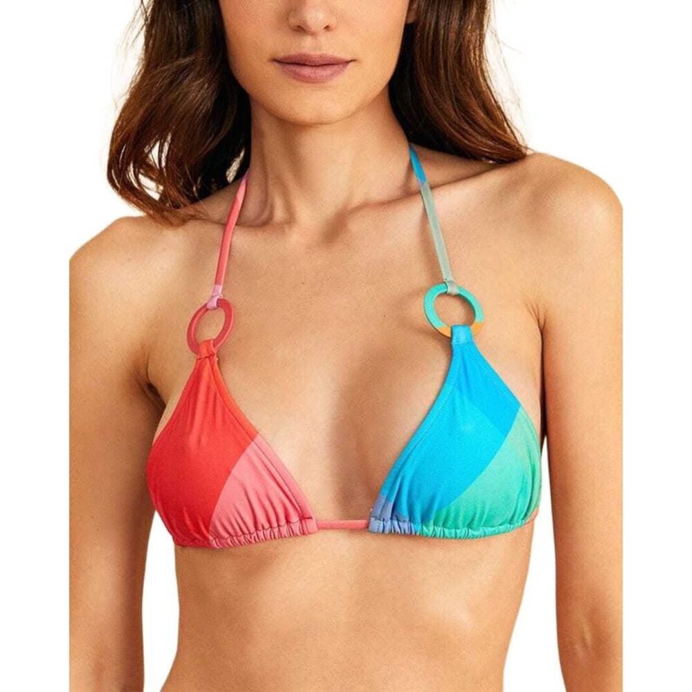 Farm Rio Womens  Painted Birds Blue Plaid Tie Side Bikini Bottom